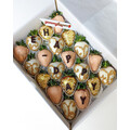 20pcs Peach, White & Gold Chocolate Strawberries Gift Box (Custom Wording)